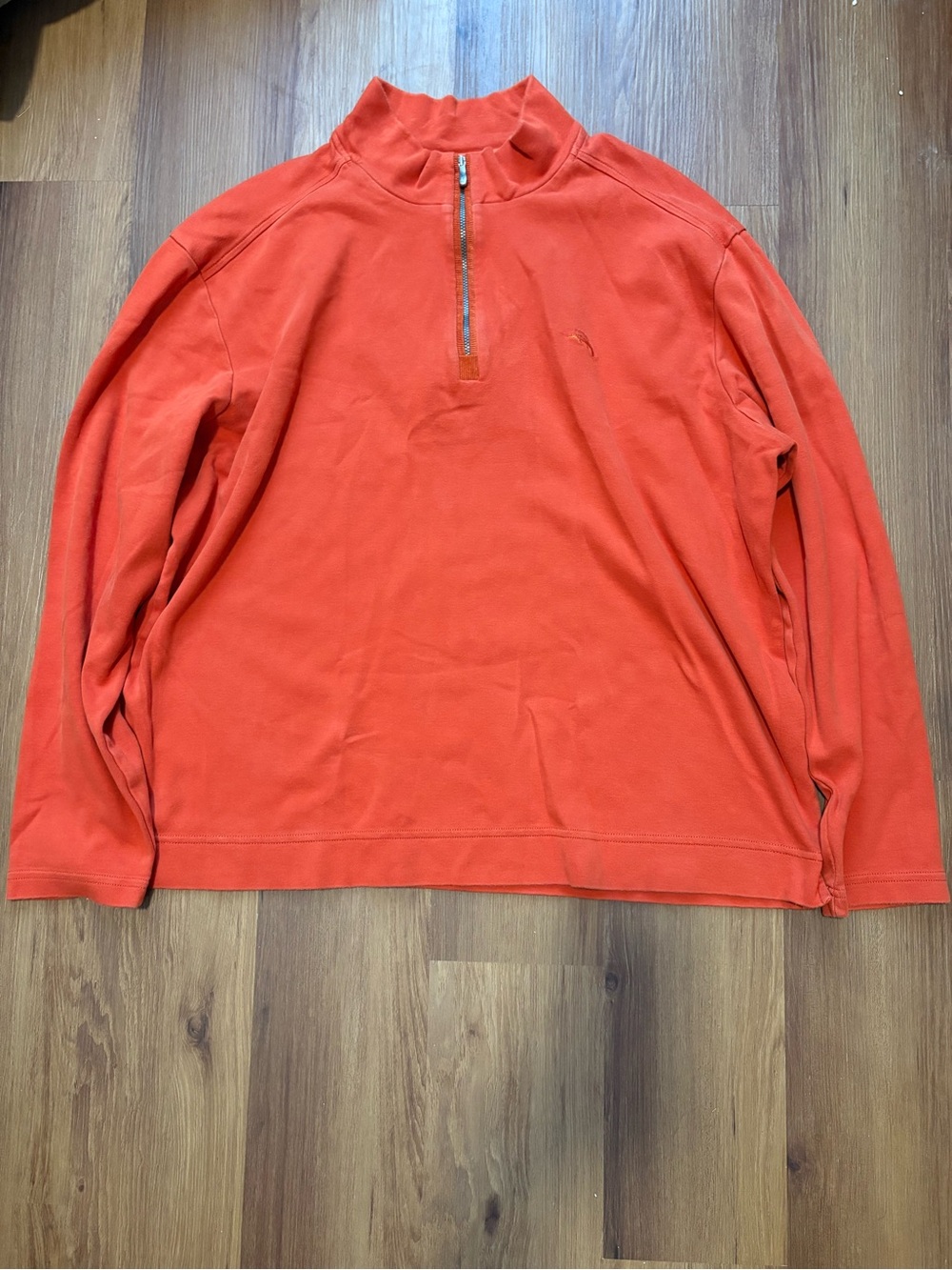 Tommy Bahama Cotton Orange Quarter Zip Pullover Sweater XL Autumn